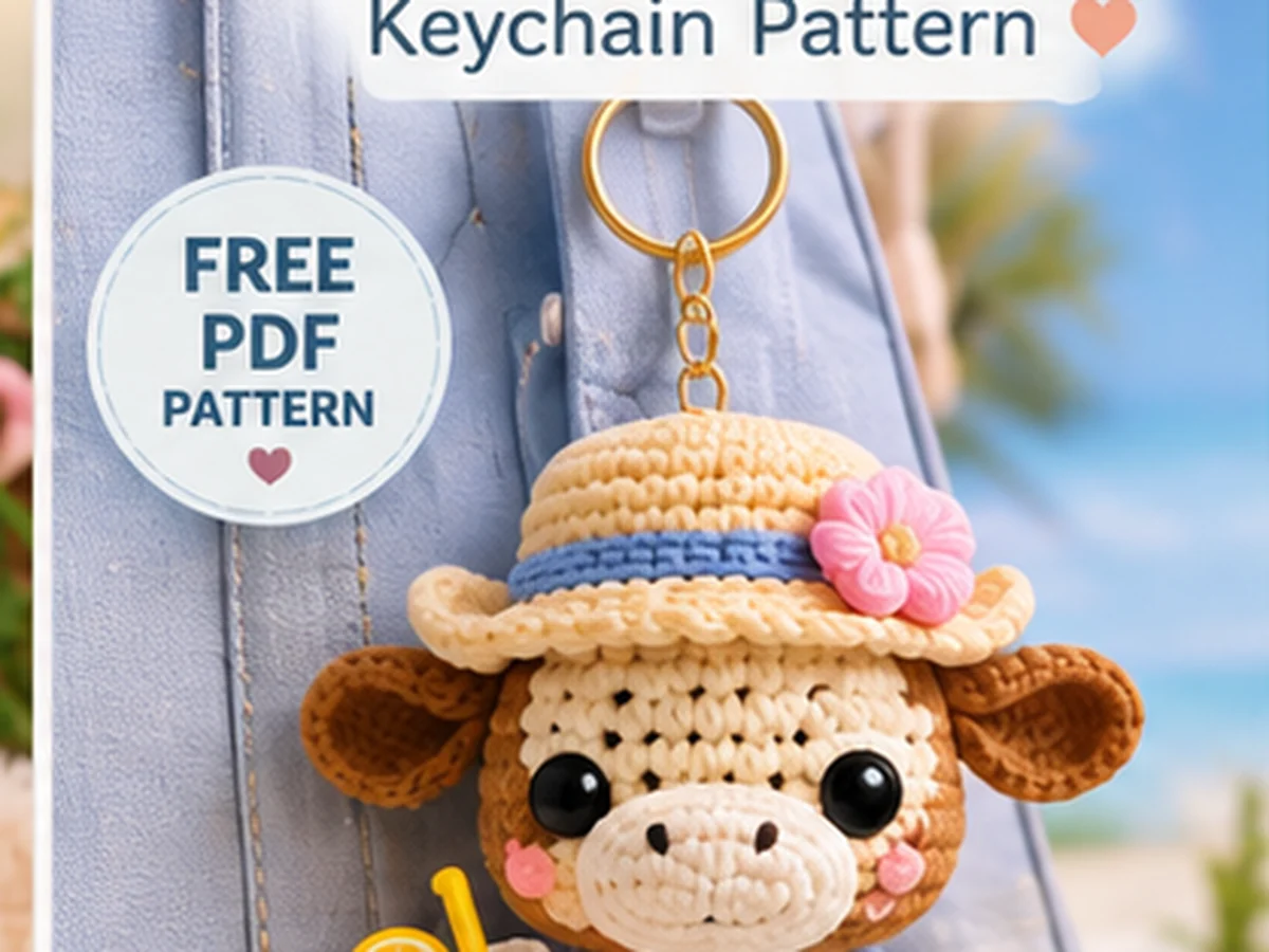 Crochet Cow Keychain